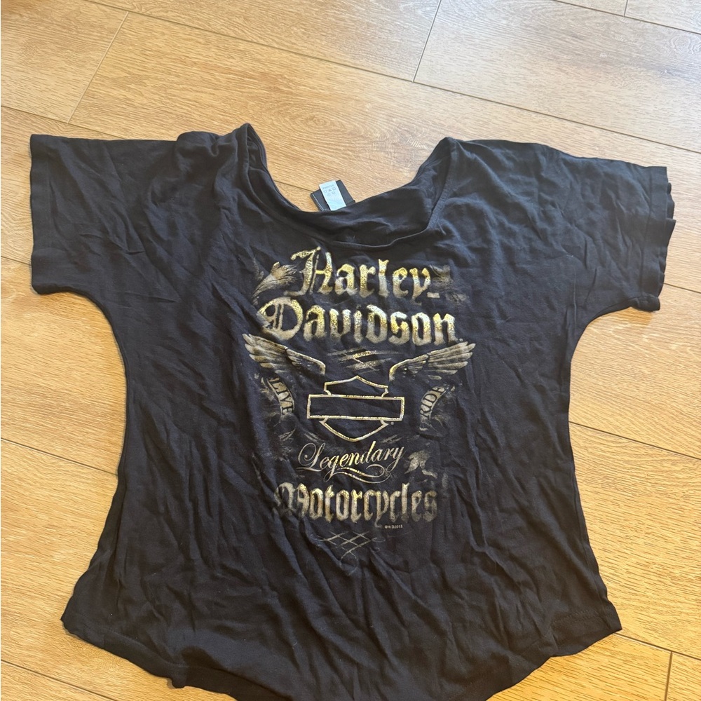 Harley-Davidson Black and Orange Logo Tee